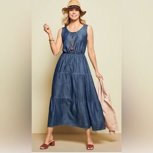 Talbots Tencel Tiered Maxi Dress